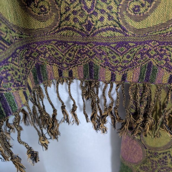 Pashmina Cashmere Silk Blend Paisley Firenze Italy Scarf Wrap Shawl - Picture 8 of 9